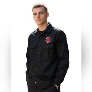 Dickies MADE IN DETROIT Men`s Work Shirt Long Sleeve Black Size Large HTF LRG